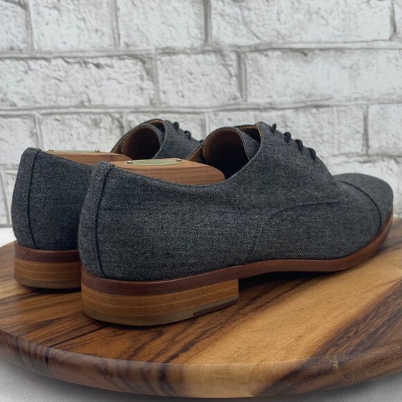Taft Kennedy Mens 10/44 Gray Wool Cap Toe Oxford Derby Dress Shoes main image 7